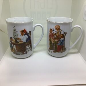 Norman Rockwell Charming Porcelain Mugs The Toymaker and For A Good Boy